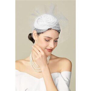 Tea Party Hat Kentucky Fascinator Derby Flower White